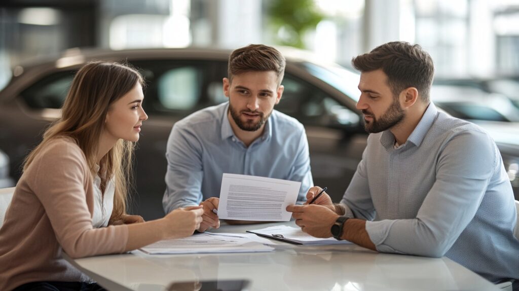 Car dealers discussing about the vehicle condition reports and simply identifying why is it important